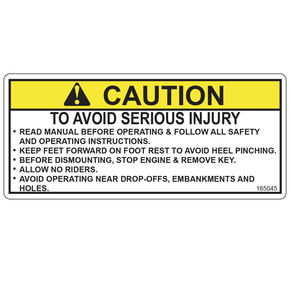 165045 - DECAL - CAUTION READ MANUAL