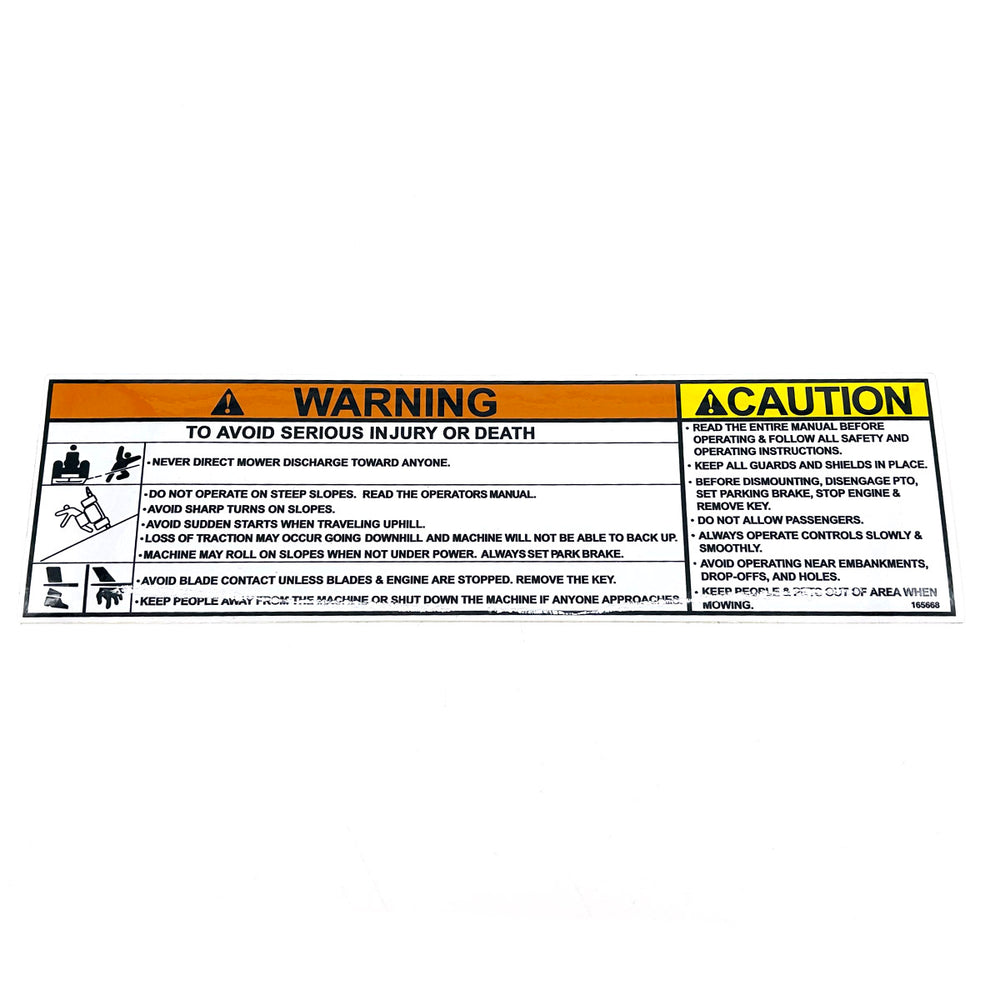 165668 - DECAL - WARNING AND CAUTION